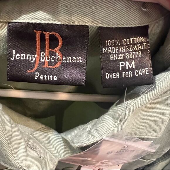 Jenny Buchanan olive green denim button down top jacket ▪️ NWT ▪️ medium petite - Picture 3 of 4